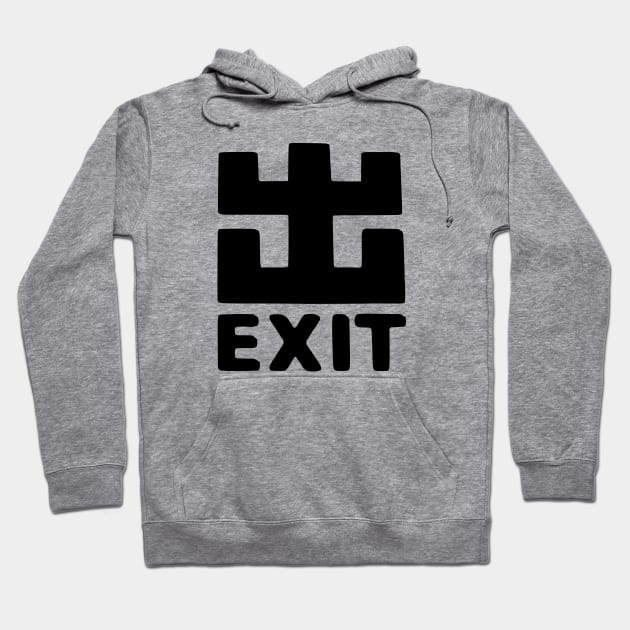 Exit Sign Rave Hoodie by badlydrawnbabe